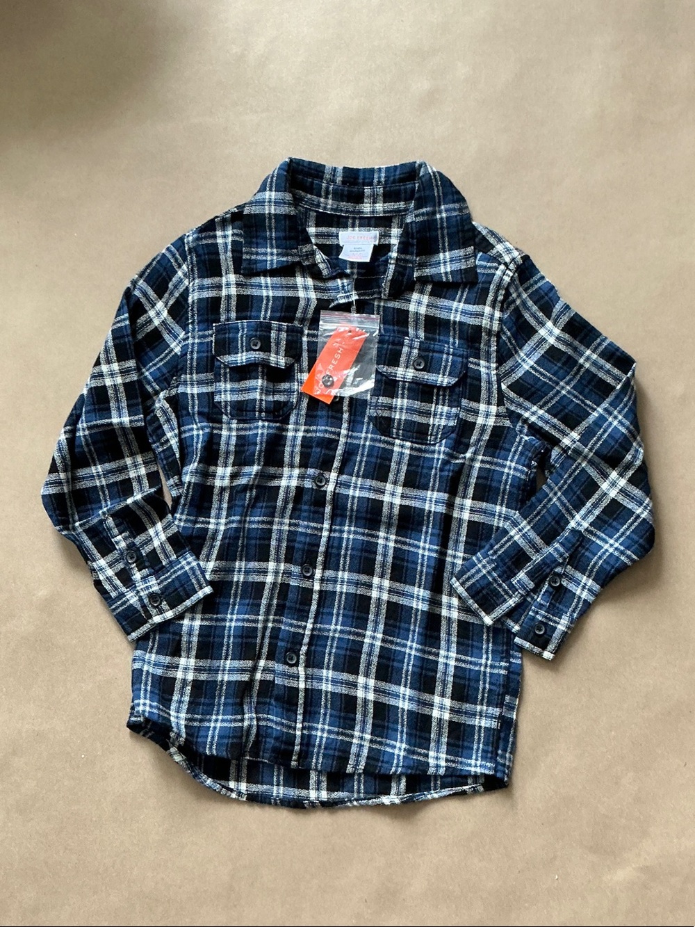 Joe Fresh Navy and White Plaid Button-Down Shirt